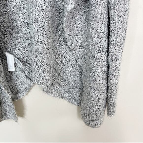 LOFT XSmall XS Drape Front Cardigan Sweater Alpaca Wool Blend Light Marled Gray - Picture 4 of 8